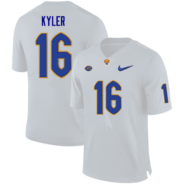 Men #16 Derek Kyler Pitt Panthers College Football Jerseys Sale-White